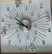 Zegar ścienny JVD - chrom, kryształki