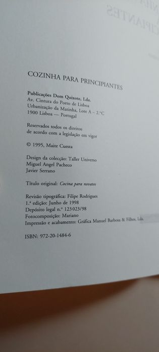Cozinha para Principiantes - Maite Cuesta (Dom Quixote)