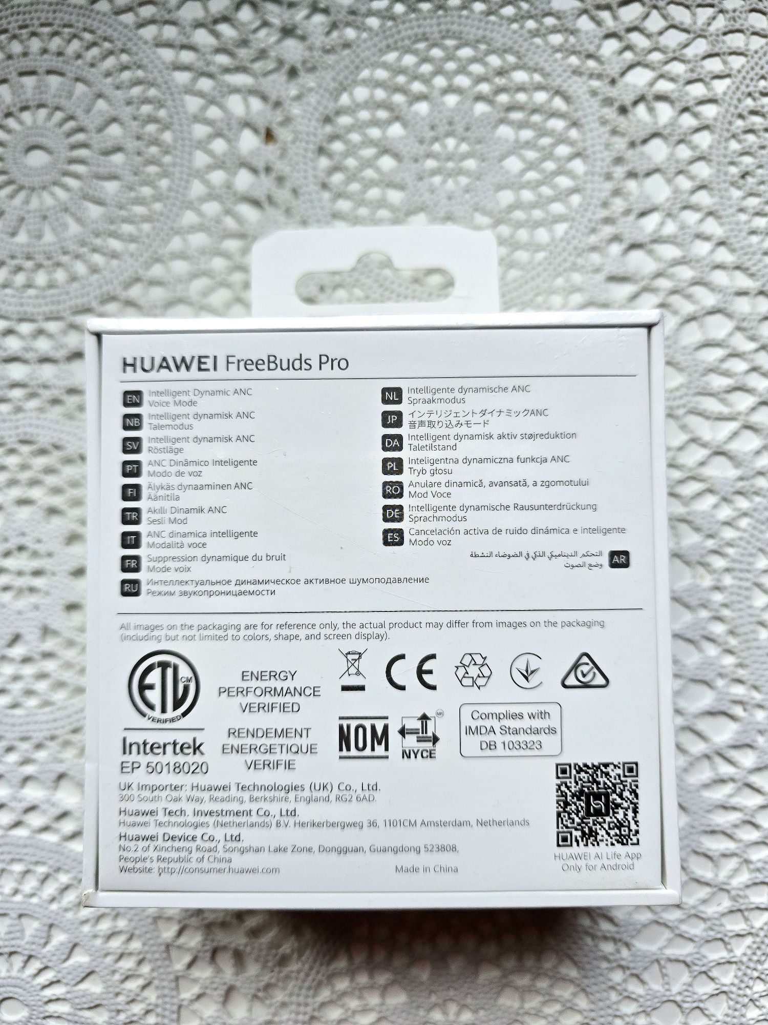 Huawei FreeBuds Pro, Ceramic White (Zaplombowane wraz z paragonem).
