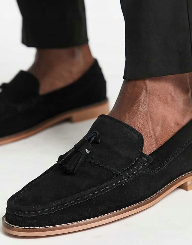 Asos Design 44,5 Loafersy Skórzane Czarne H15696