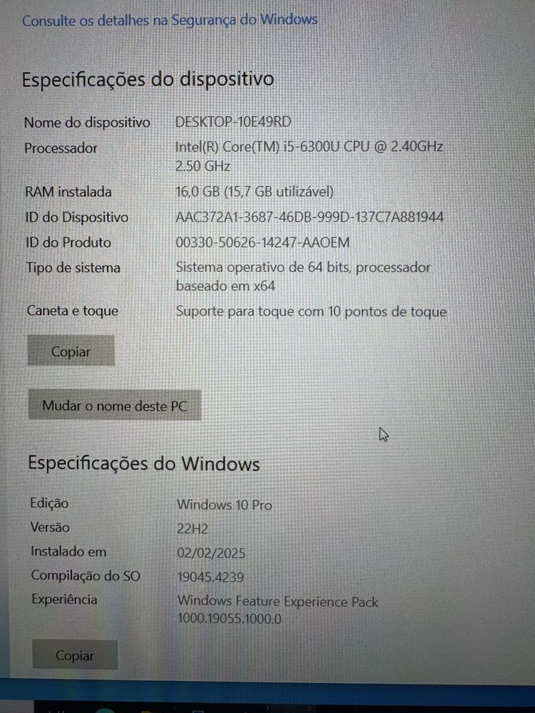 Portátil HP Elitebook 850 G3
