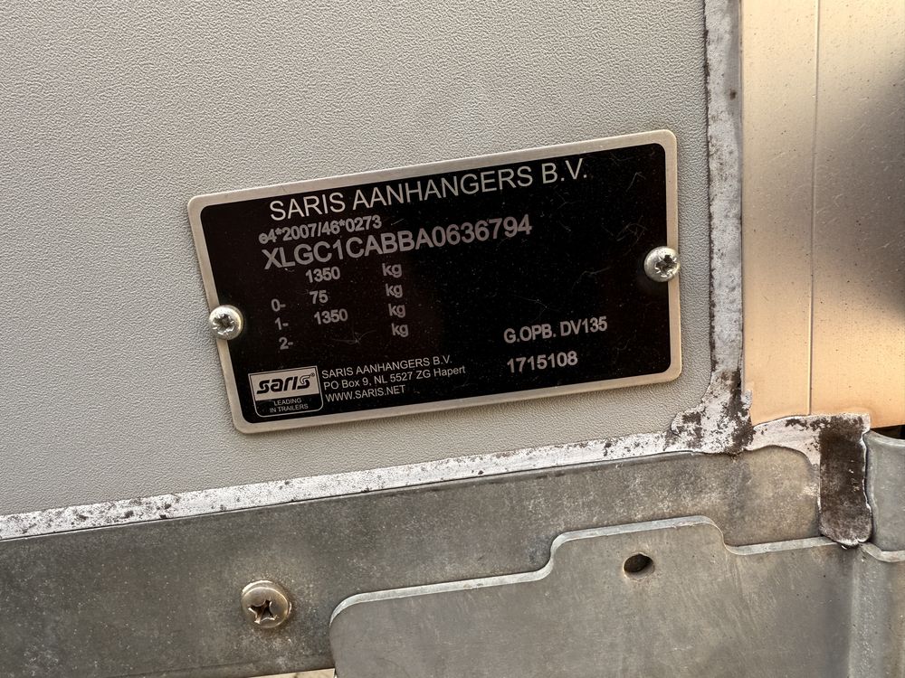 Легковой Прицеп фургон Saris (NL) B1350