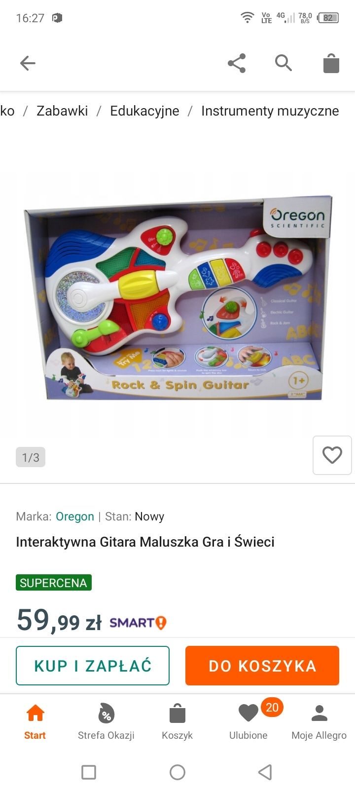 Gitara interaktywna dla dzieci 1+