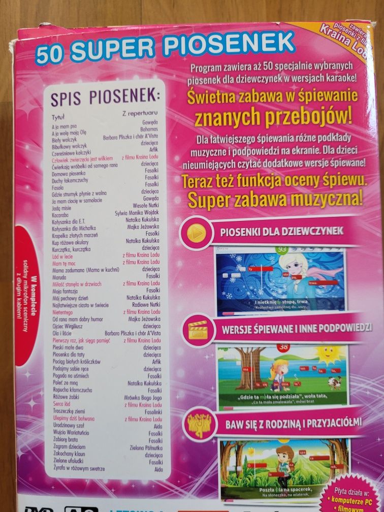 Karaoke dla dziewczynek, mikrofon, płyta