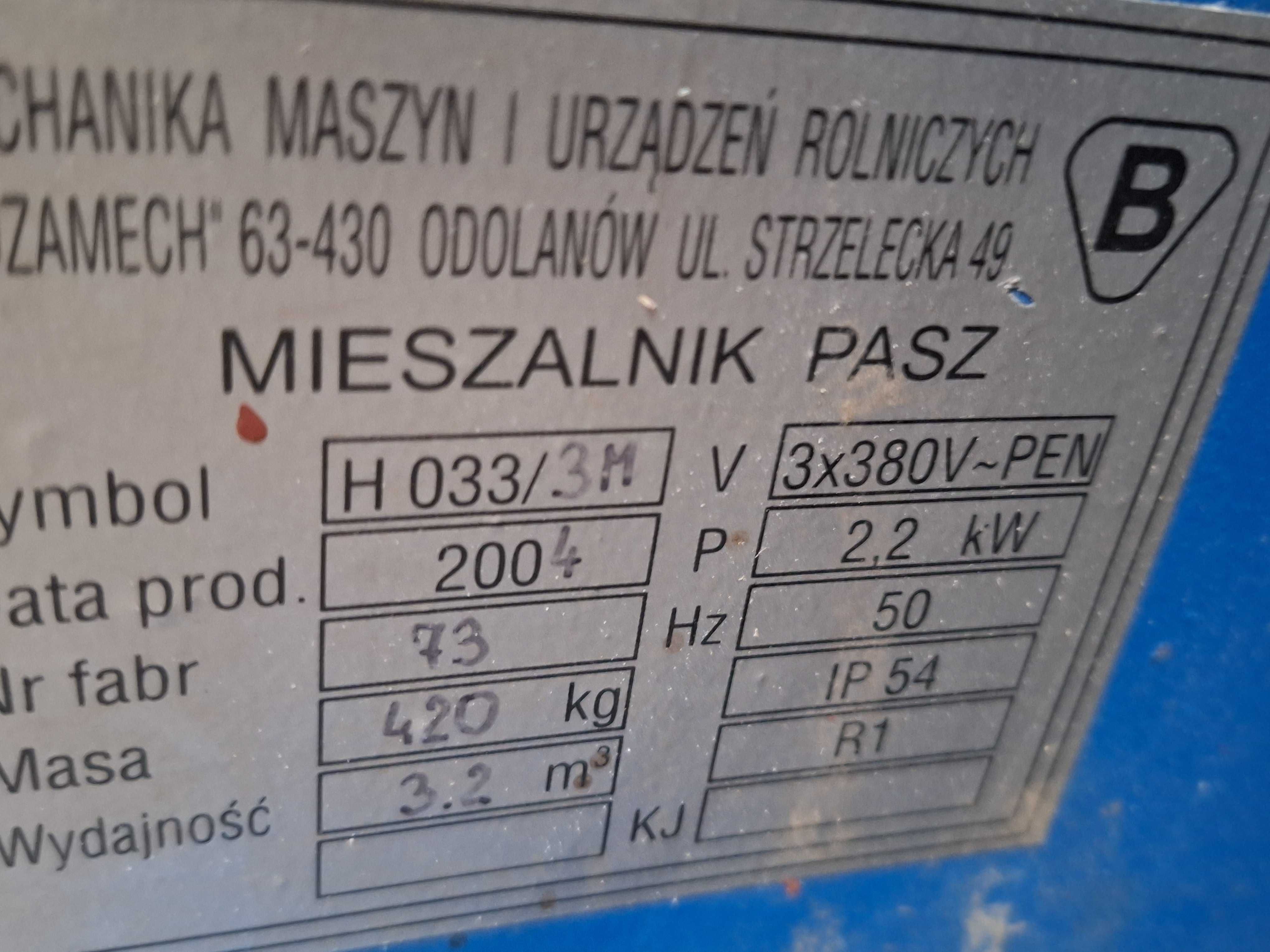 ZESTAW PASZOWY mieszalnik + śrutownik ssąco-tłoczący + młynek + waga