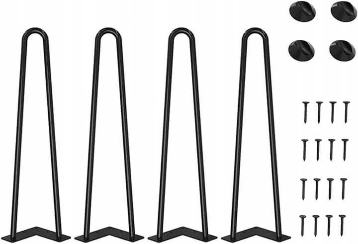 Nogi meblowe WINSOON hairpin 40 cm, stalowe, czarne, 4 sztuki + śruby