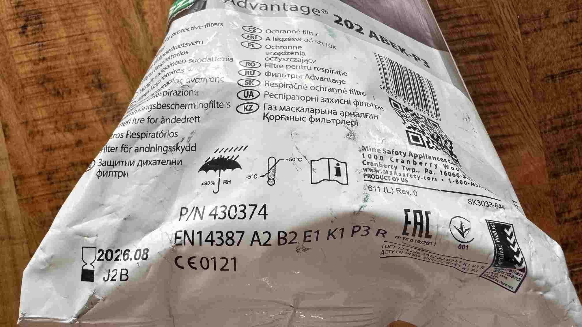 MSA filtropochłaniacz ABEK P3 wielogazowy bagnetowy 2szt