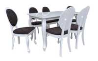 Stół i 6 krzeseł| Stół rozkładany do 160cm| Biały Połysk| Dostawa!