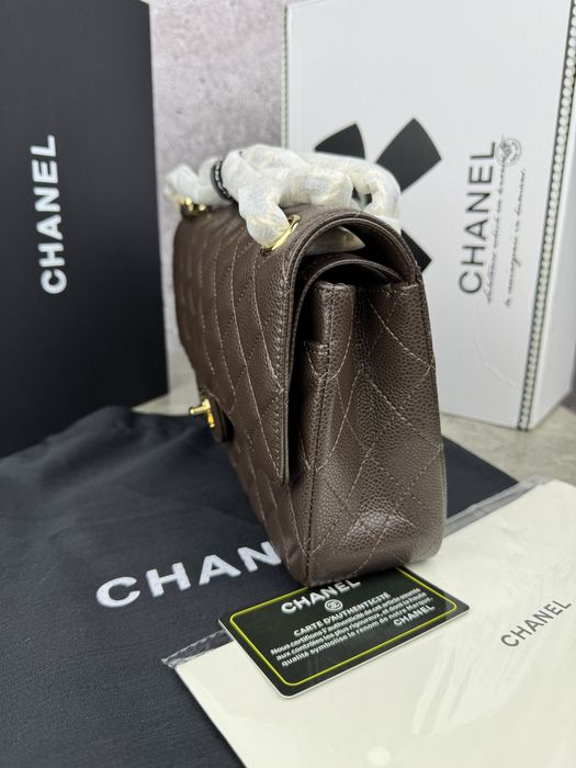 Сумка Chanel Chocolate Gold Texture шкіра | шоколадна