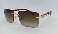 Cartier очки унисекс безоправные коричневый градиент с золотом 3011