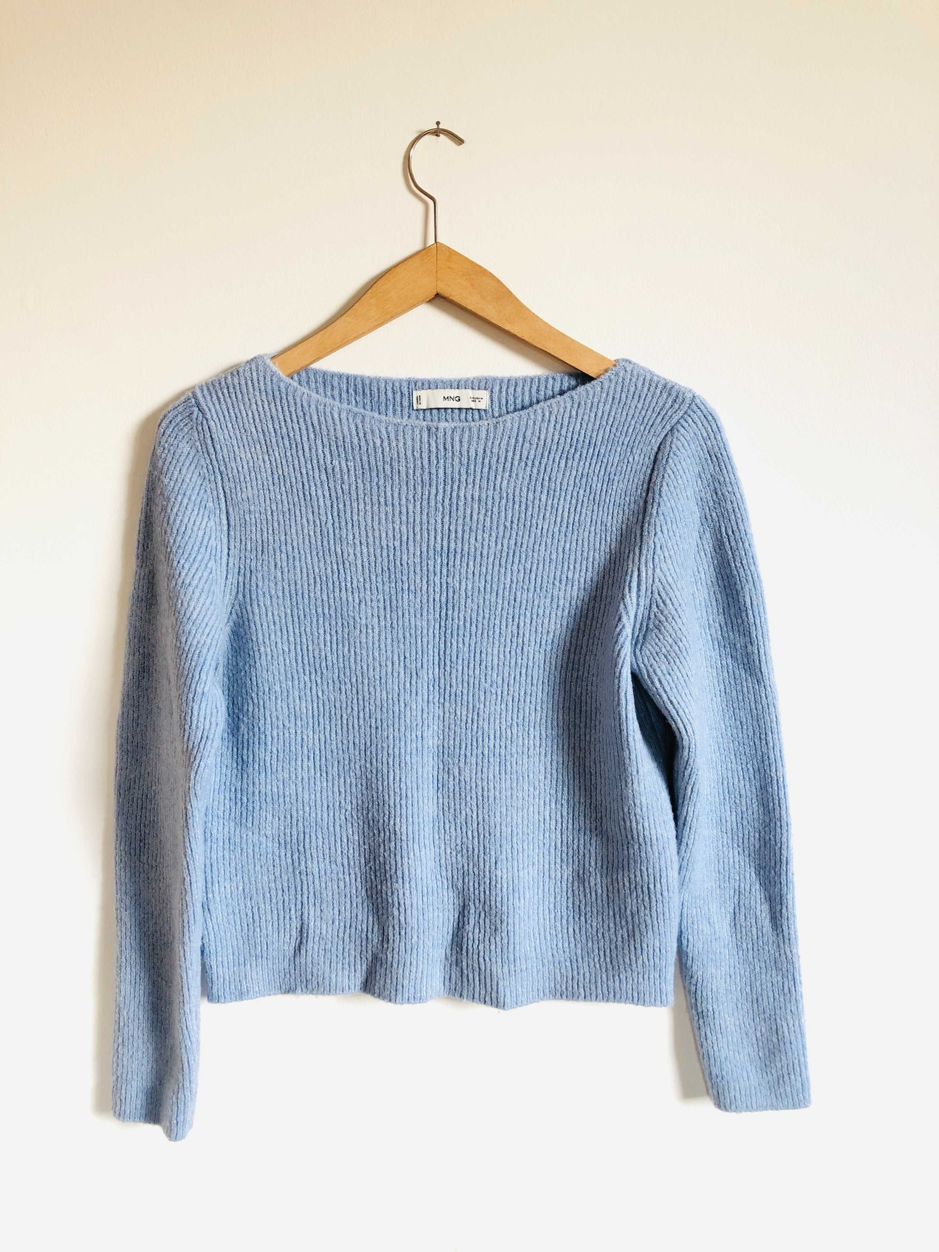 Sweter MNG Mango błękitny jasnoniebieski pastelowy