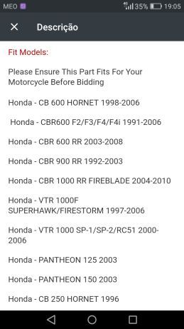 Fichas / Retificadores corrente Honda novos