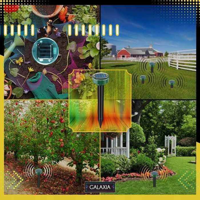 4X SILNY ODSTRASZACZ NA KRETY Kuny Myszy Szczury Solarny Ultradźwięk