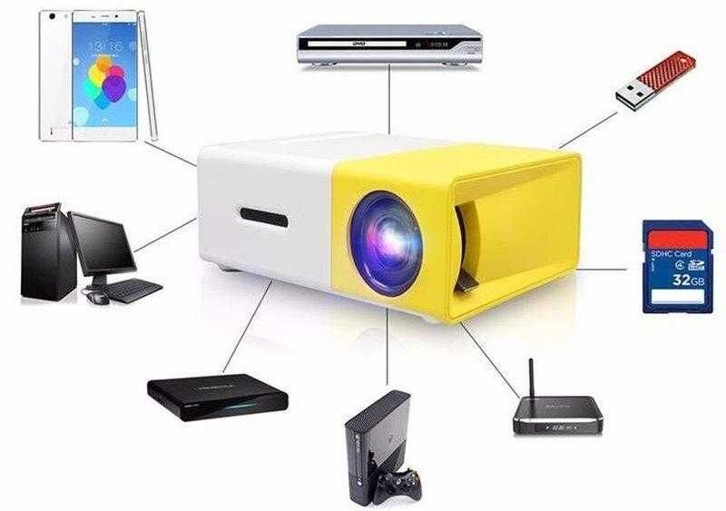 Длмашній проектор YG300 з динаміком White-Yellow