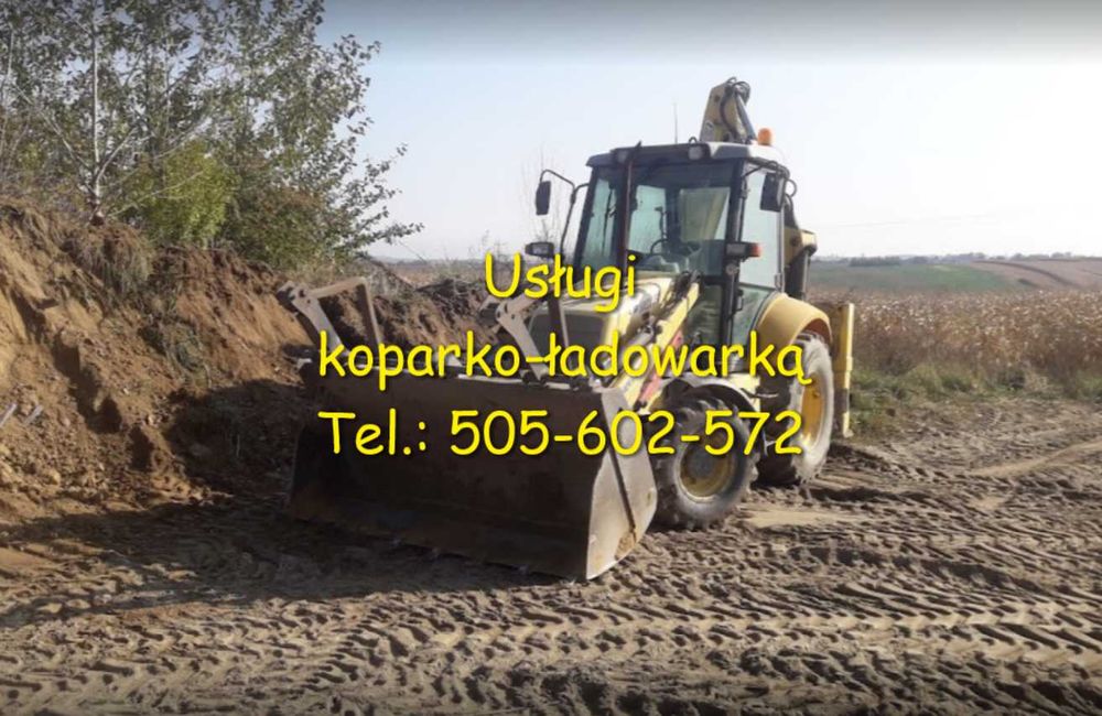 Usługi koparką, roboty ziemne, koparko-ładowarka, wywrotka, transport.