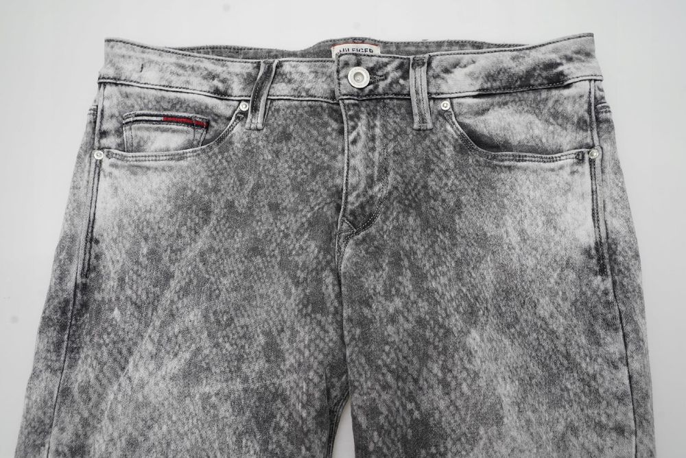 TOMMY HILFIGER | PW-16A/PW21A Szare Damskie Spodnie Jeans łuska 28/32