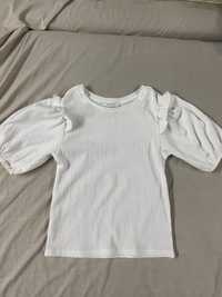 Белая футболка Reserved с рукавами фонариками. Белая блузка Reserved