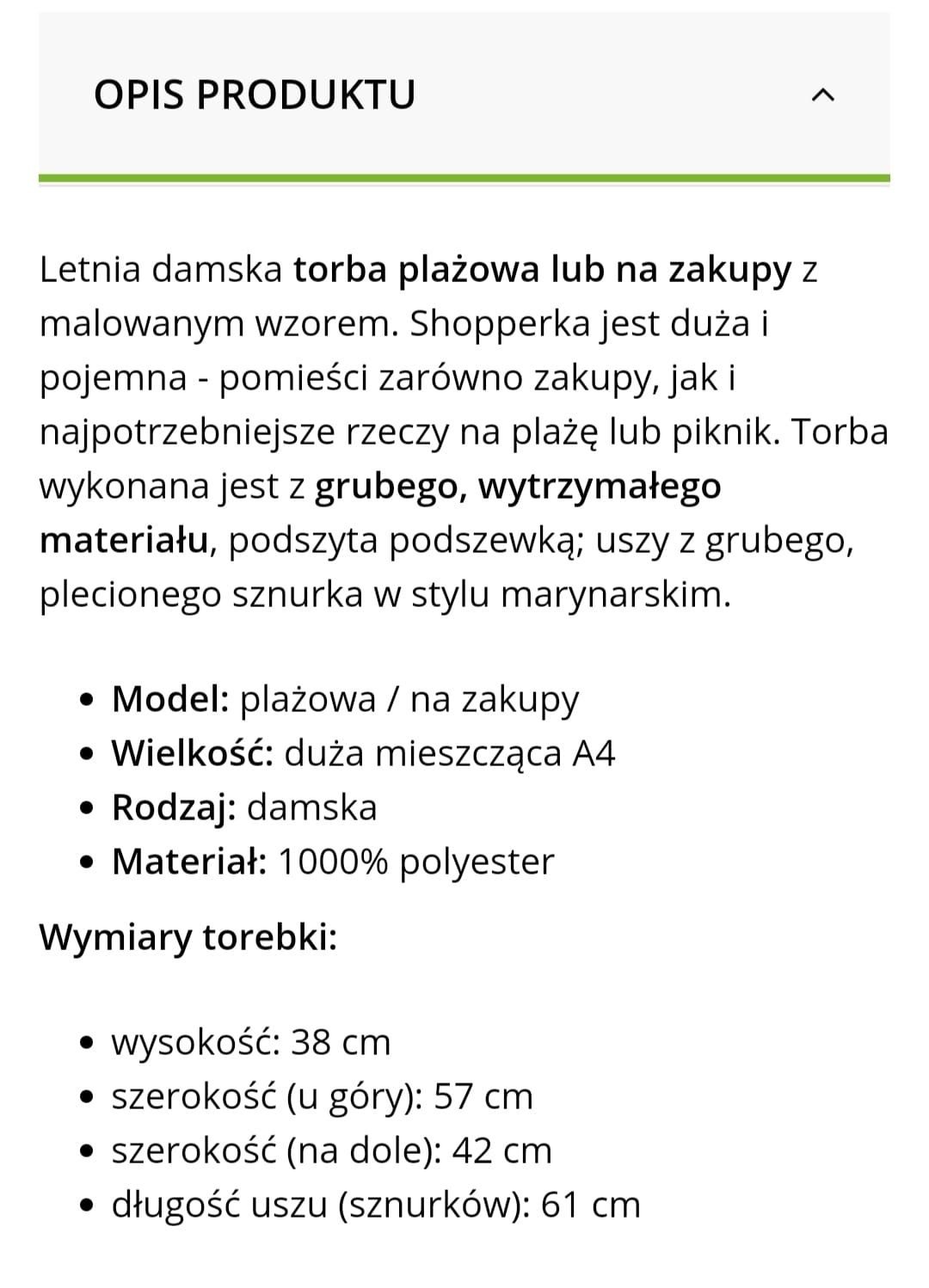 Torba na plażę, shopperka