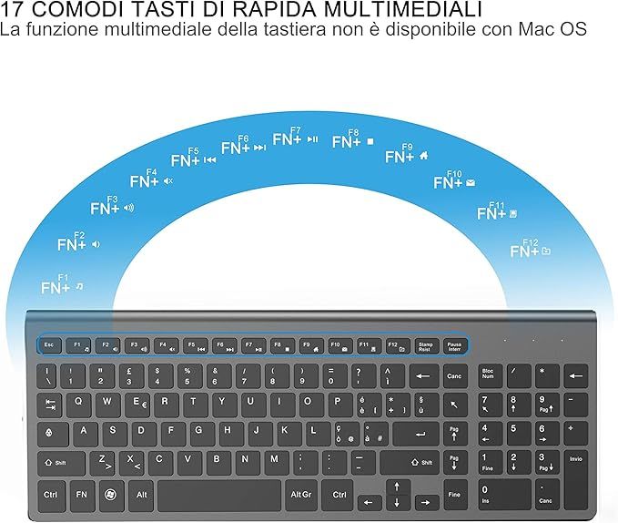 JOYACCESS Bezprzewodowa Klawiatura i Mysz 2400 DPI - Ergonomiczna