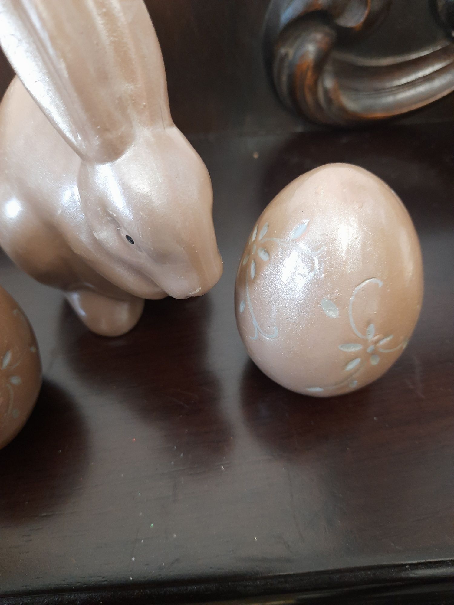 Ceramiczny komplet zajączek jajka święta wiosna Wielkanoc