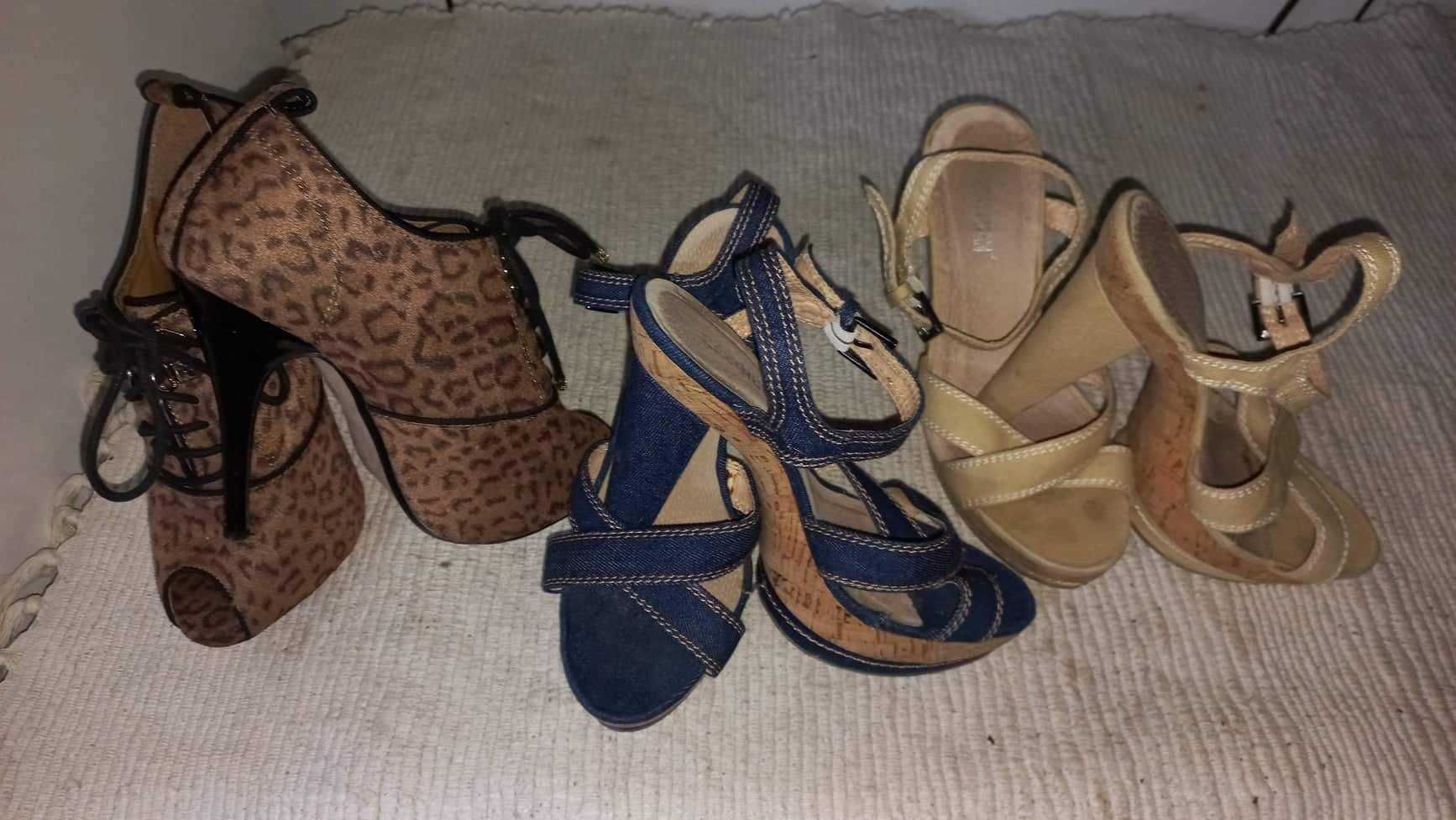 Lote de 3 pares de sapatos em bom estado tamanho 36 de senhora