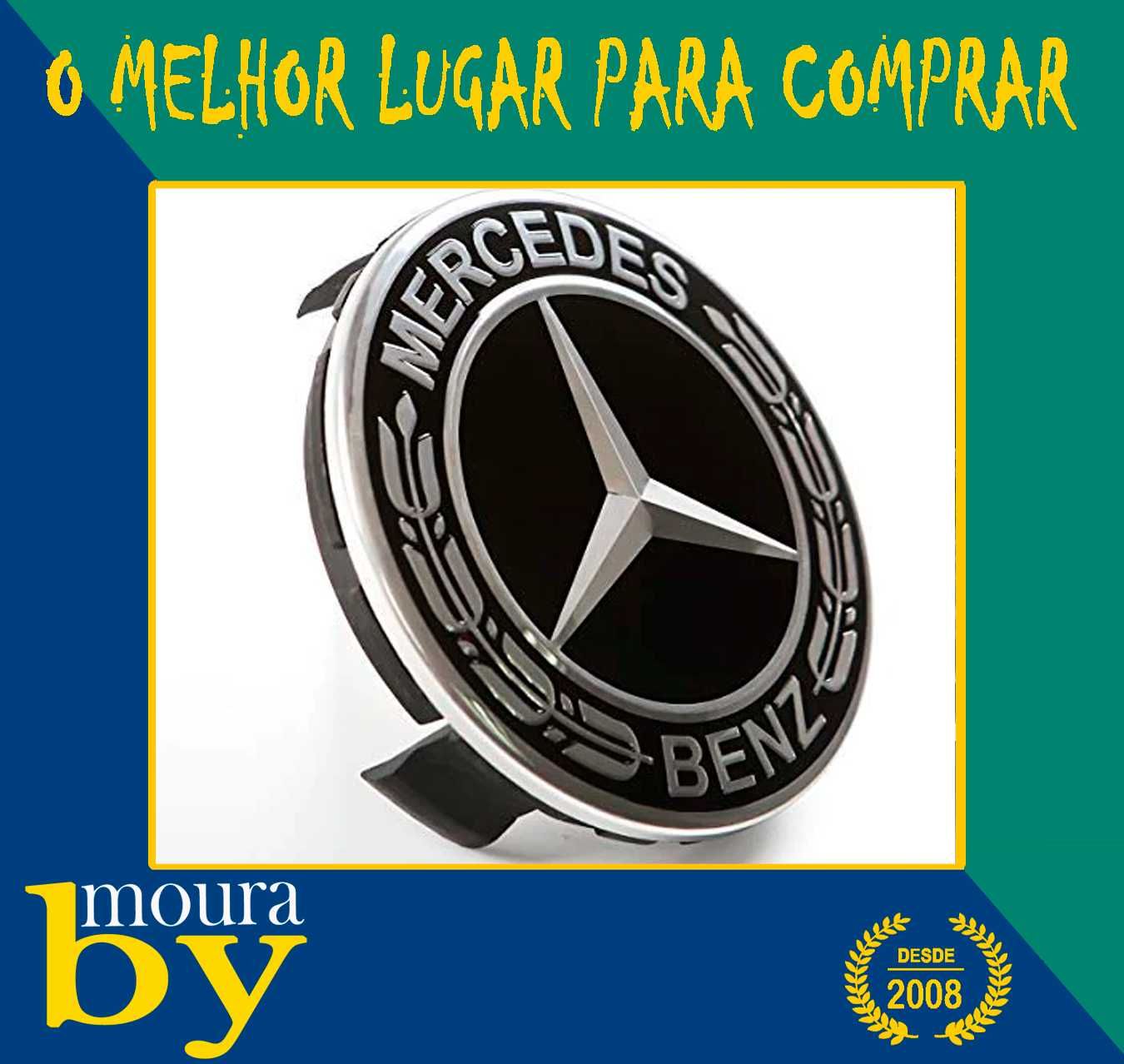 4 Centros de Roda Mercedes AMG preto 75MM Clase A B C E G