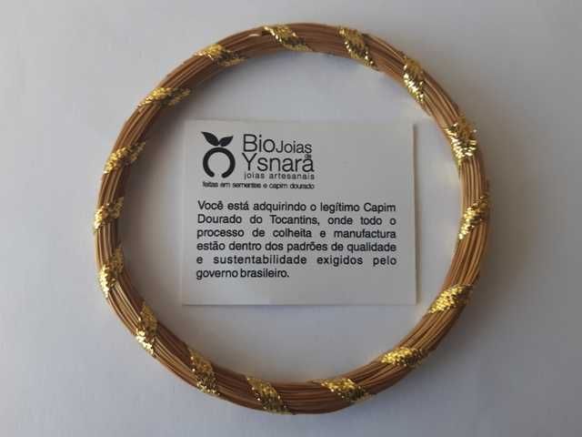 Pulseira em Capim Dourado + Colar Maternidade (Menino)