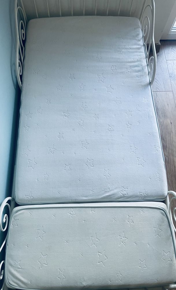 Łóżko 3w1 rozsuwana rama 80x200 + dno łóżka + materac lateksowy 10 cm