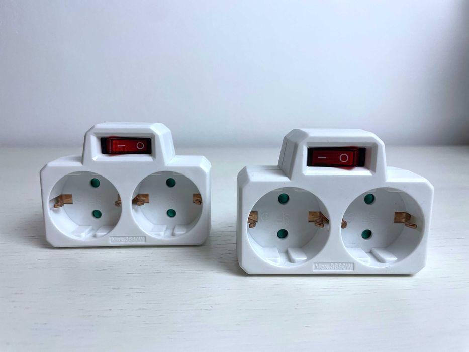 2x Rozgałęźnik sieciowy podwójny z wyłącznikiem (do naprawy)