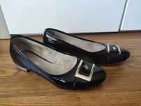 Baleriny czarne lakierki, rozmiar 38, wkładka 24 cm, Intershoe