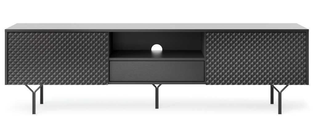 Szafka RTV 180cm RAVEN Front 3D czarny grafit