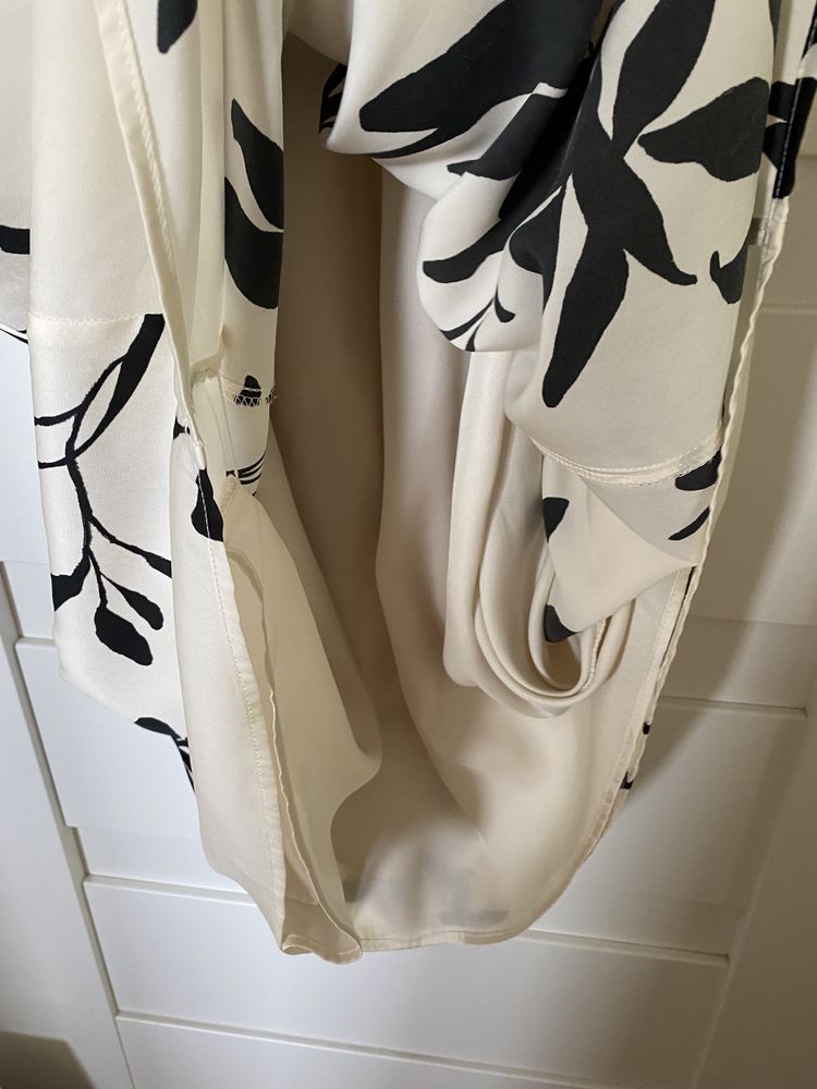 Suknia sukienka długa maxi kwiaty odkryte plecy zjawiskowa H&M xs