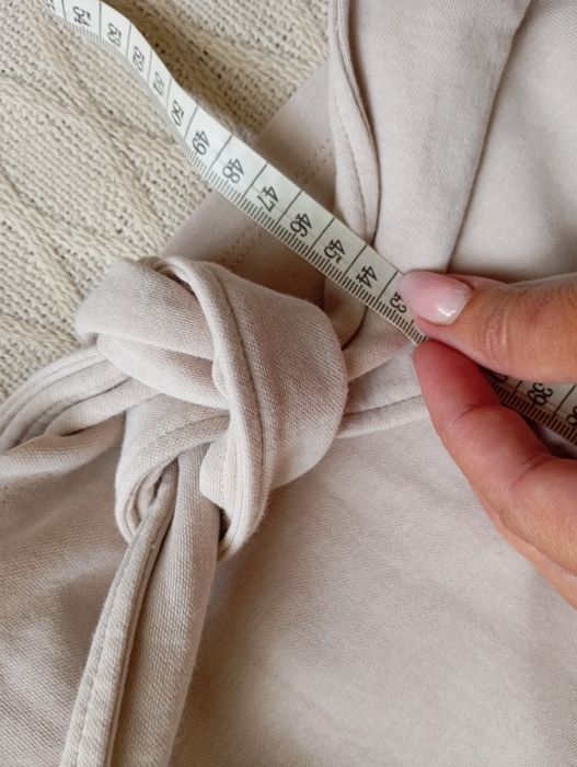 ZARA S beżowa ciekawa bawełniana bluza sweterek top z paskiem