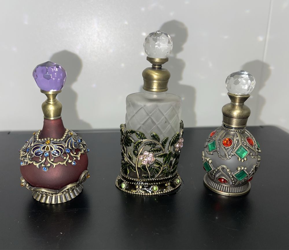 декоративні флакони для парфюма вінтаж скло емаль метал каміння