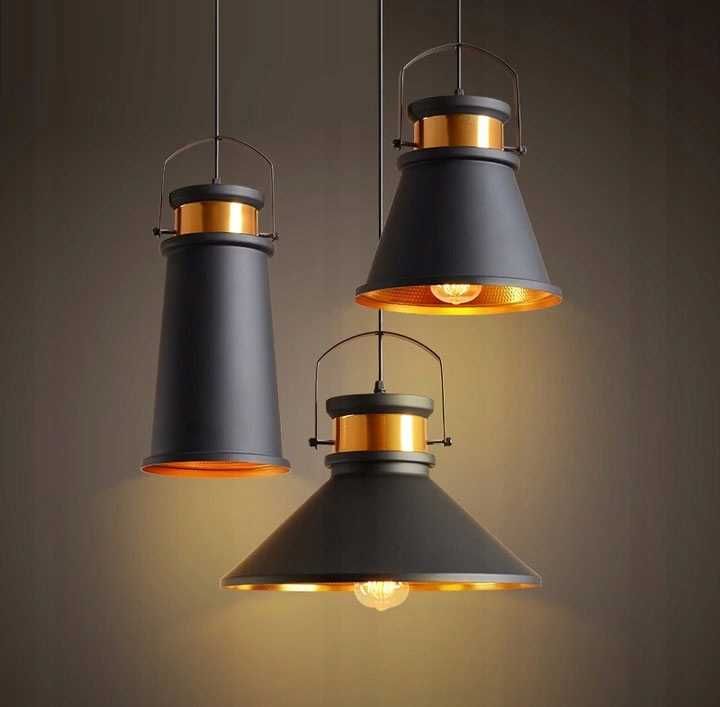 LAMPA SUFITOWA WISZĄCA loft asti czarna złota metalowa loftowa e27