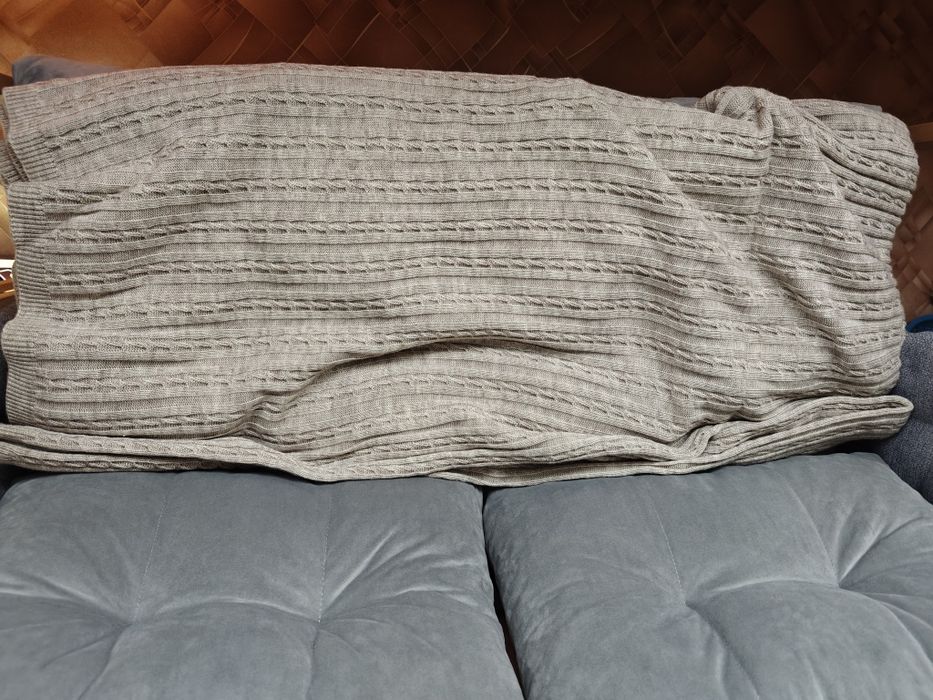 Теплий та якісний плед Прованс Soft косы 220х240 см Латте