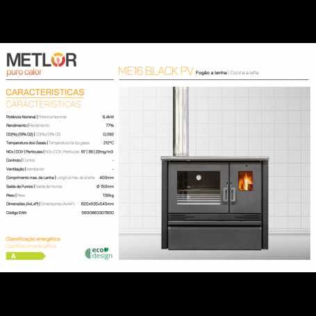 Fogao de lenha modelo ME16 Black PV