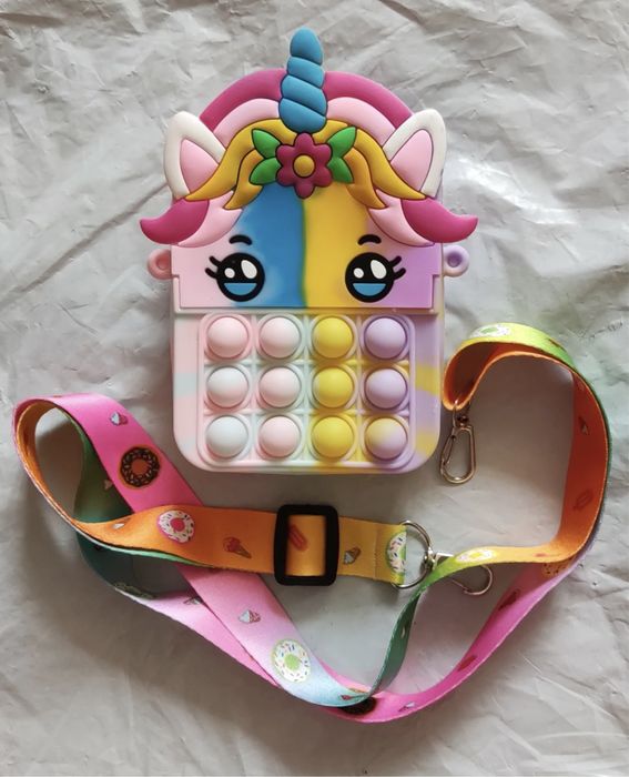 Bolsa unicórnio de silicone sensorial push bubble fidget