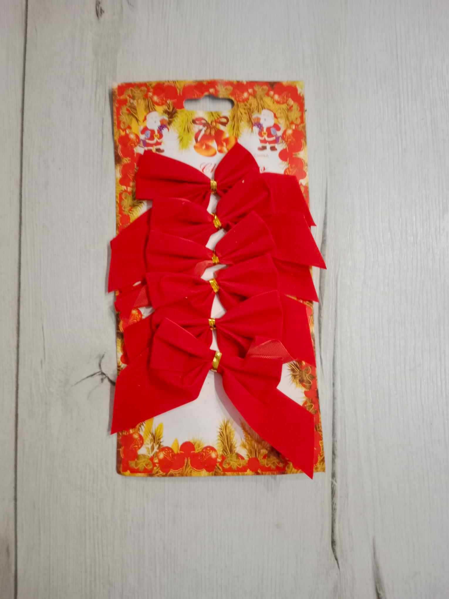 Kokardki świąteczne czerwone na choinkę ozdoba stroik