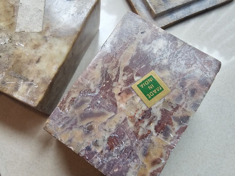 Kamienne szkatułki z Indii – komplet 3 sztuki, ręczna robota