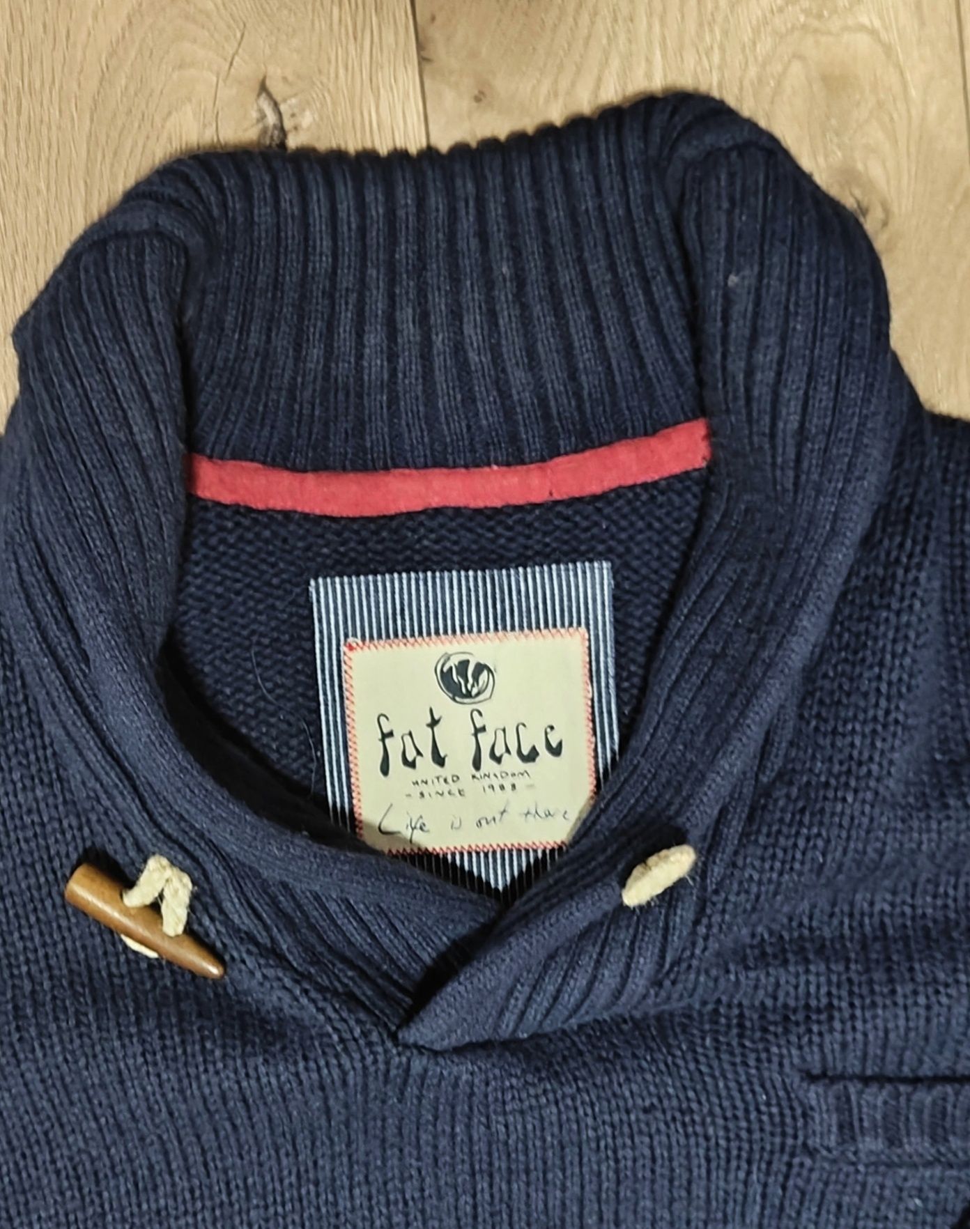 Męski gruby sweter z dodatkiem wełny FAT Face rozmiar L
