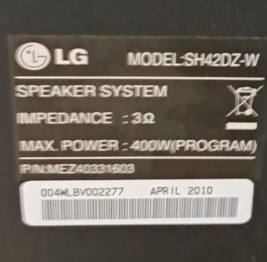 Sistma de som LG 2.1 com leitor de dvd