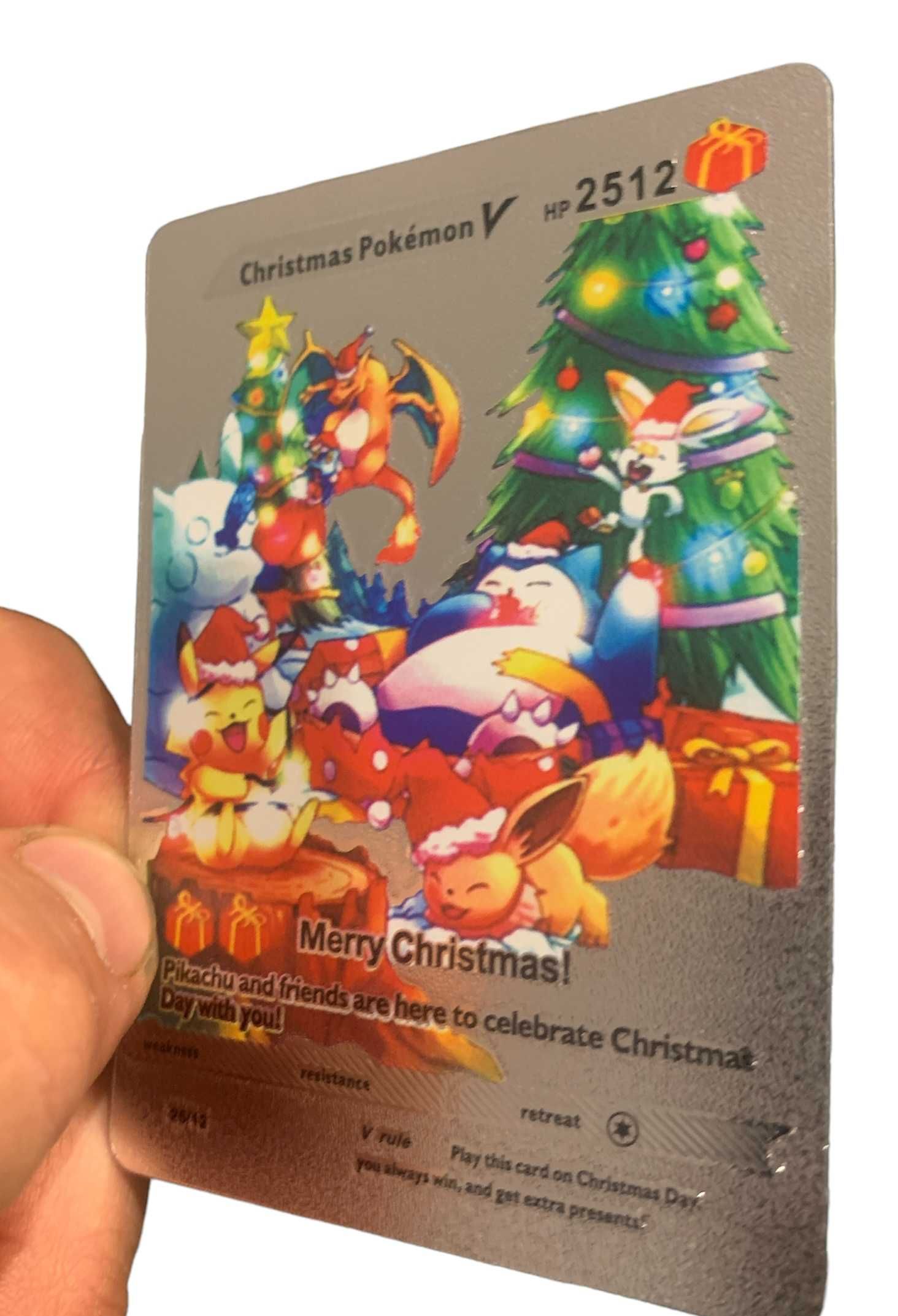 Świąteczna srebrna karta Pokemon Christmas Gold wysokie HP 2512