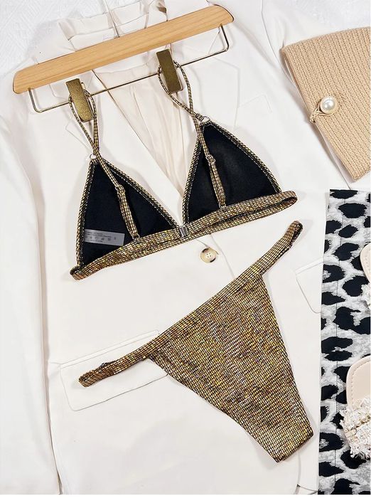 Sexy Strój Kąpielowy BIKINI Brazylijskie Komplet Pół Stringi - XL