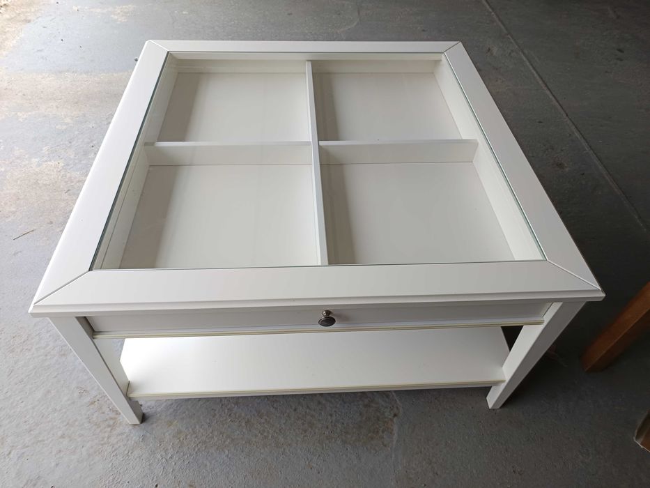 Ława stolik kawowy szklany blat schowek IKEA