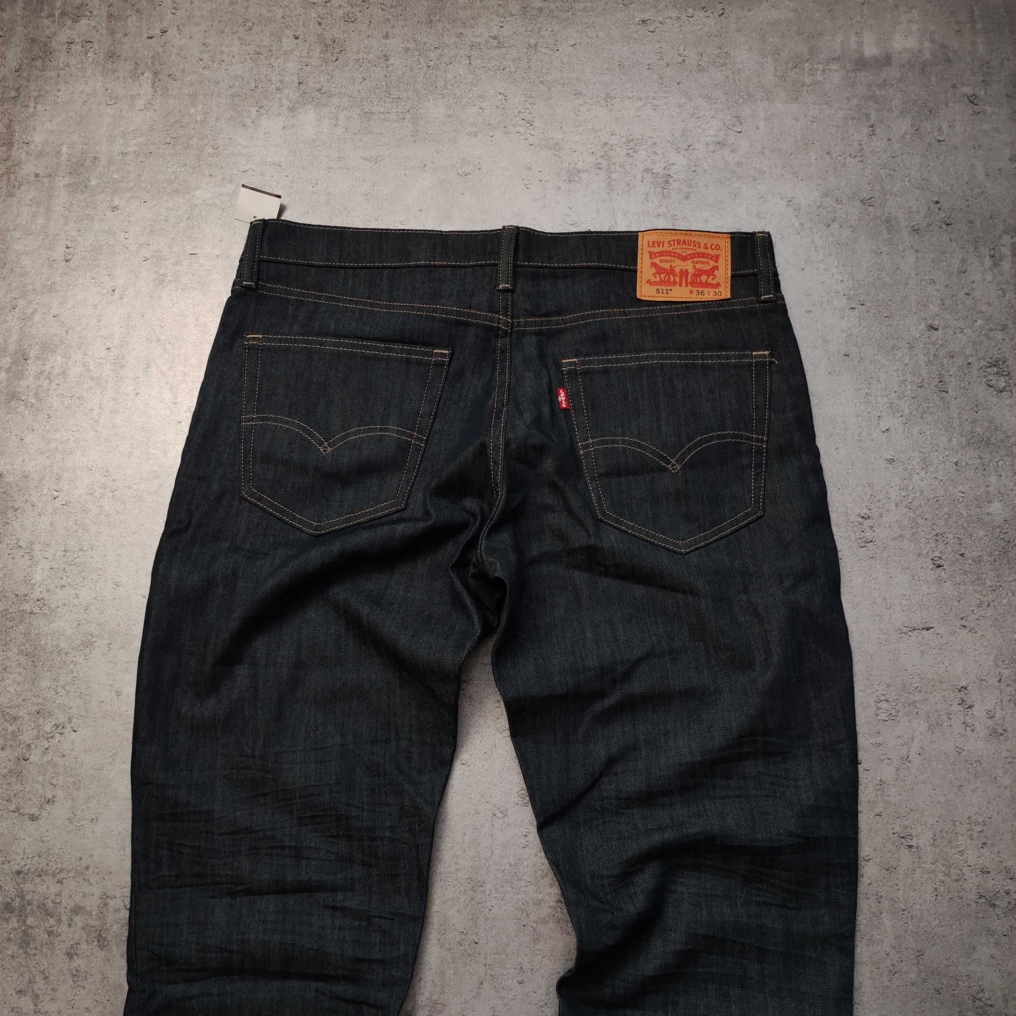MĘSKIE Eleganckie PREMIUM Jeansy Denim Granatowe Levis 511 NOWE Metki