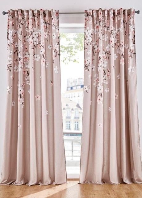 B.P.C zasłona beżowa nadruk 1szt r.140/175/2