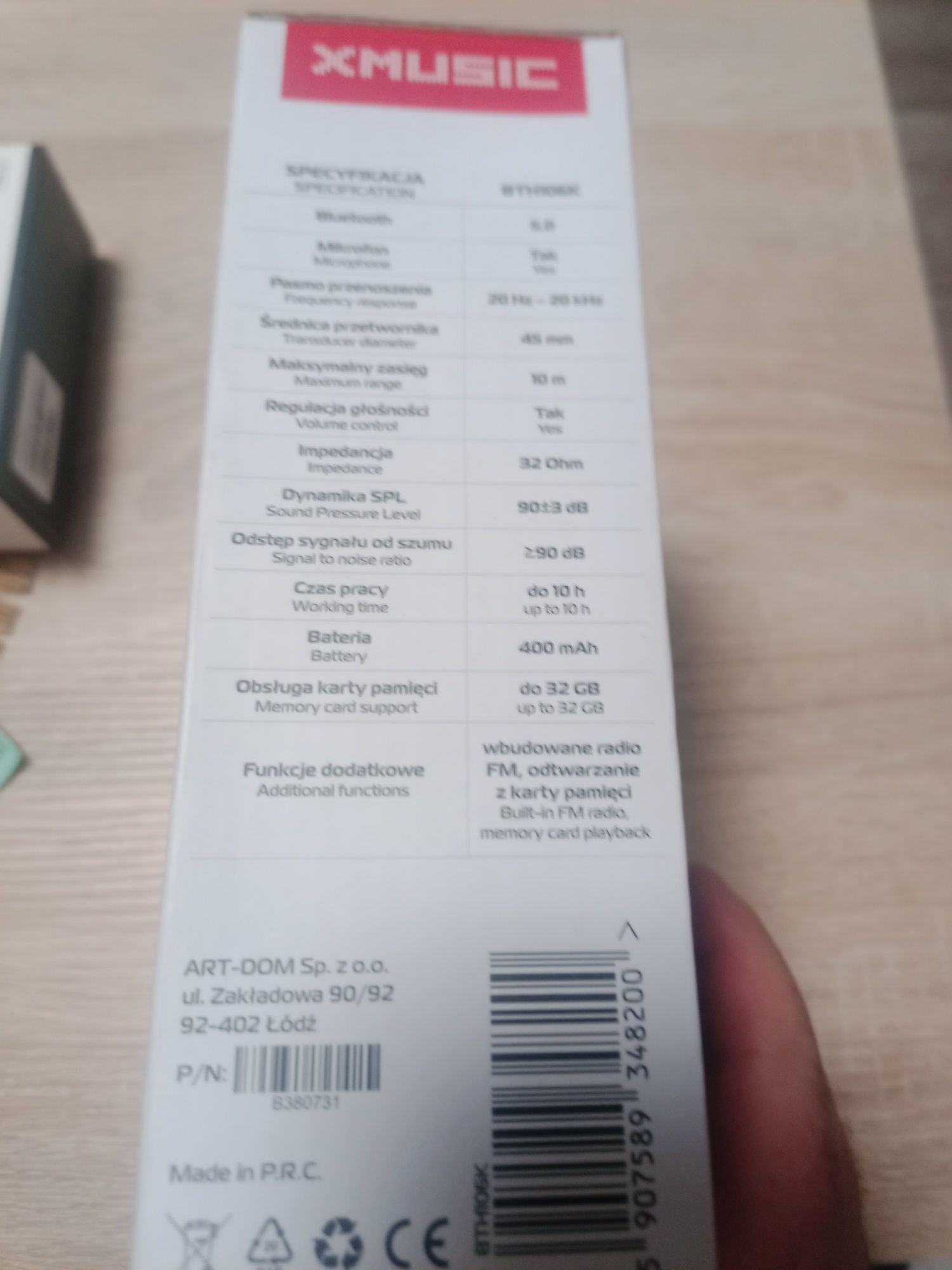 Słuchawki nauszne Bluetooth BTH106K nowe oryginalnie zapakowane