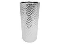 Wazon na kwiaty wysoki srebrny flakon ceramiczny dekoracyjny 23cm