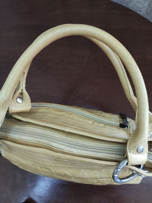 Сумка натуральная кожа 33х17 бежевая